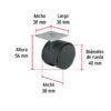 Código: 44384 Rodaja tipo yoyo de 40 mm con placa, sin freno, Fiero ROY-40