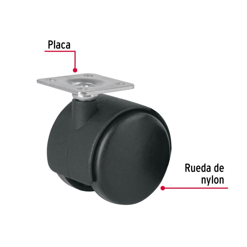 ROY-50FC1.jpg Código: 44385 Rodaja tipo yoyo de 50 mm con placa, sin freno, Fiero ROY-50