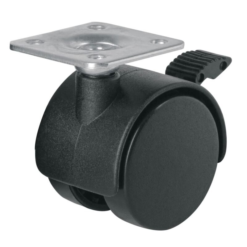 ROYF-40.jpg Código: 44388 Rodaja tipo yoyo de 40 mm con placa, con freno, Fiero ROYF-40