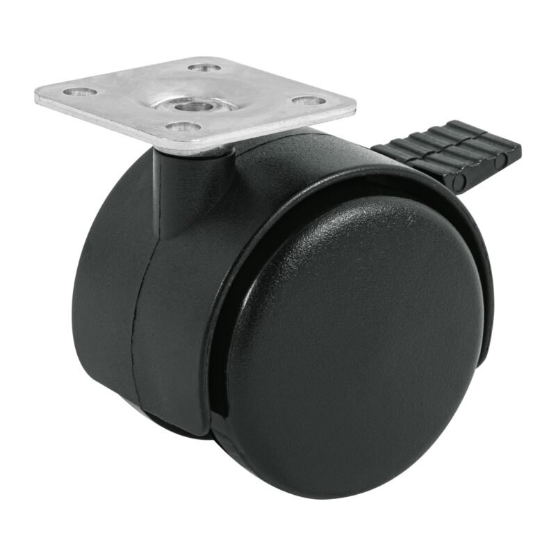 ROYF-50.jpg Código: 44389 Rodaja tipo yoyo de 50 mm con placa, con freno, Fiero ROYF-50