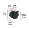Código: 44389 Rodaja tipo yoyo de 50 mm con placa, con freno, Fiero ROYF-50