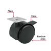 Código: 44389 Rodaja tipo yoyo de 50 mm con placa, con freno, Fiero ROYF-50