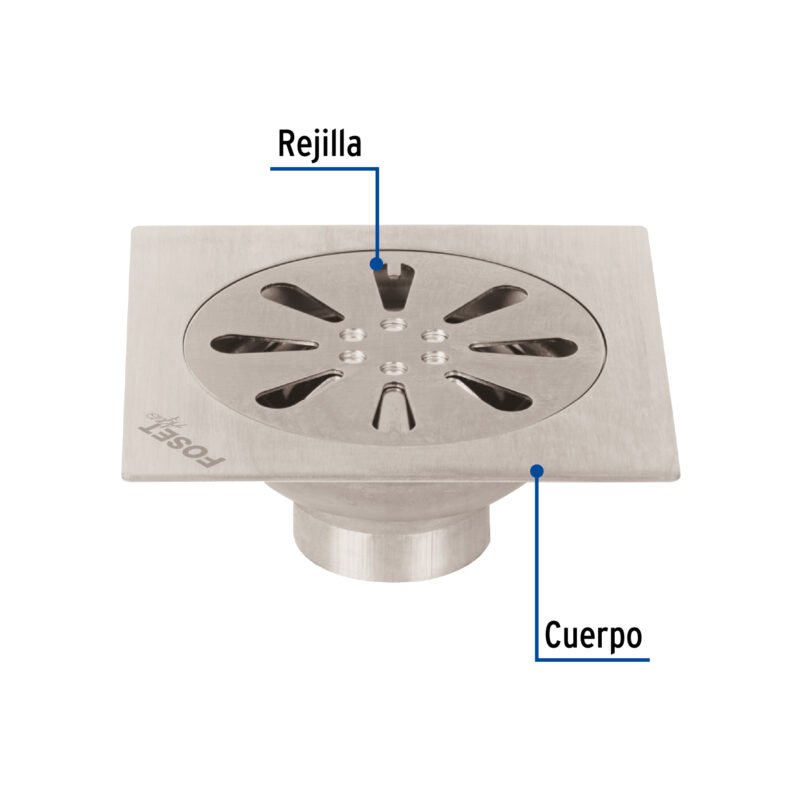 RS-605FC1.jpg Código: 45471 Resumidero cuadrado 4'x 4', acero inoxidable, gota, Aqua RS-605