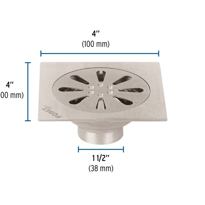 RS-605FC2.jpg Código: 45471 Resumidero cuadrado 4'x 4', acero inoxidable, gota, Aqua RS-605
