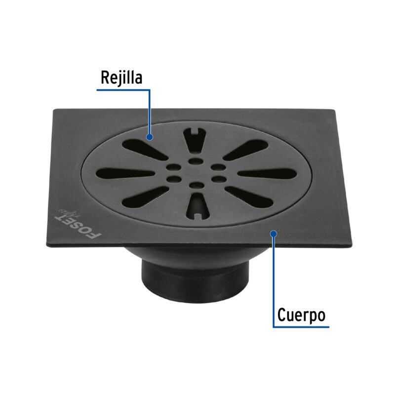 RS-605MFC1.jpg Código: 45473 Resumidero cuadrado 4'x 4', acero inoxidable, negro, gota RS-605M