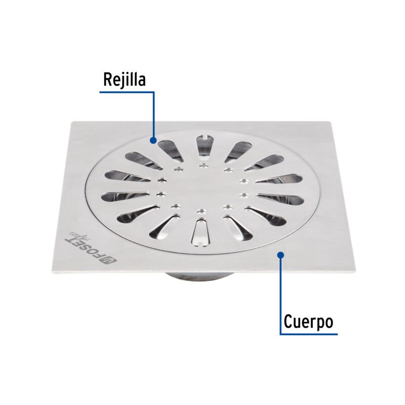 RS-607FC1.jpg Código: 45472 Resumidero cuadrado 6'x 6', acero inoxidable, gota, Aqua RS-607