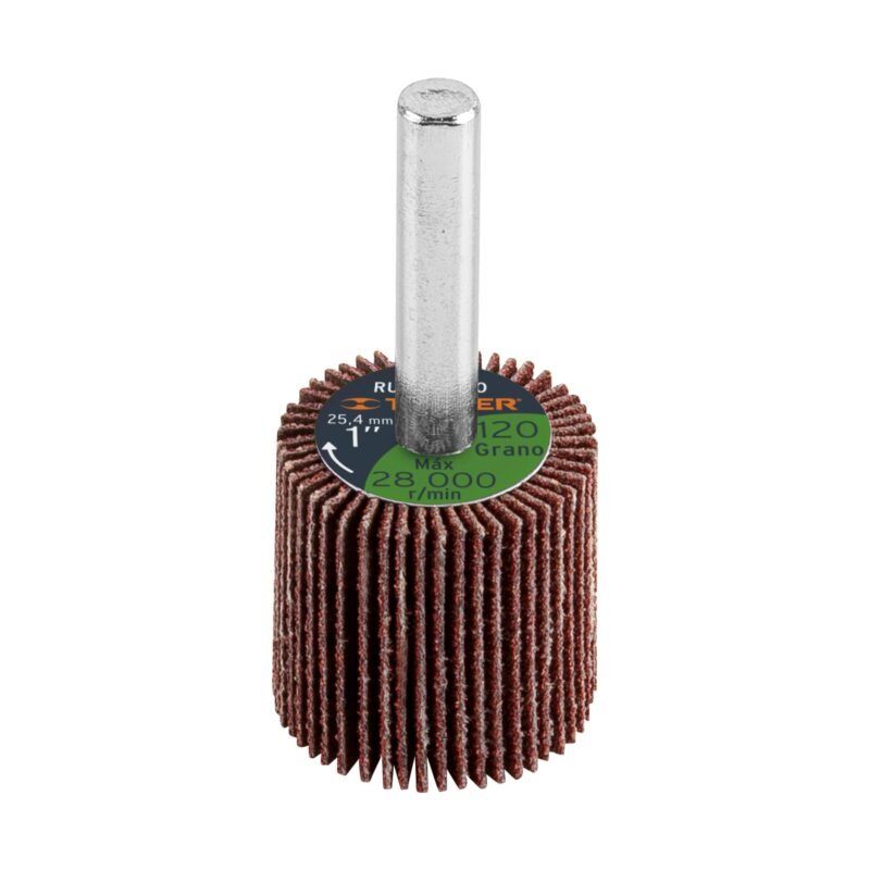 RUFLA-1120.jpg Código: 13035 Rueda flap de 1', grano 120, Truper RUFLA-1120