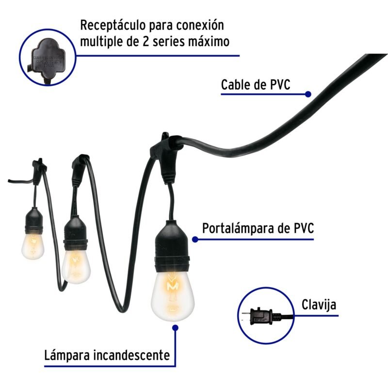 SL-14IFC1.jpg Código: 49993 Serie de 14.6 m con 24 luces incandescentes para exterior SL-14I