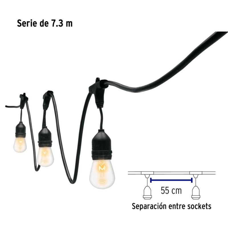 SL-7IFC2.jpg Código: 49994 Serie de 7.3 m con 12 luces incandescentes para exterior SL-7I