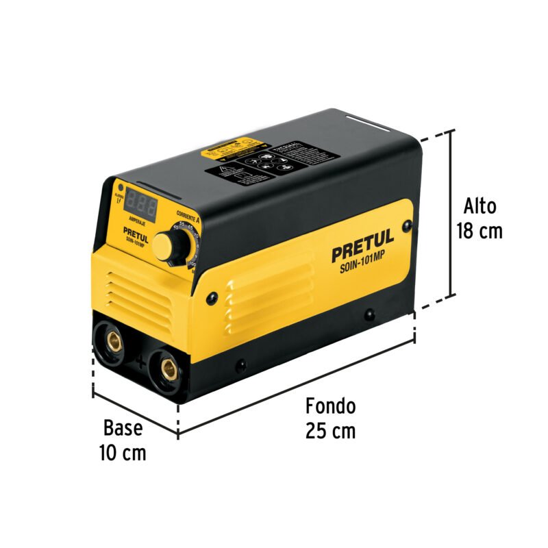 SOIN-101MPFC2.jpg Código: 29961 Mini soldadora inversora 100A, 127V, PRETUL SOIN-101MP