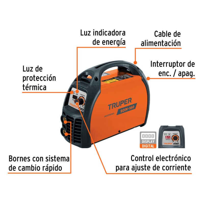 Código: 13694 Soldadora inversora 160A, 220V, TRUPER SOIN-160