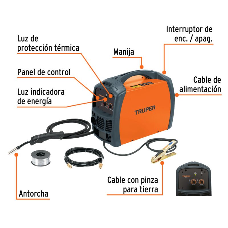 SOMI-130TFC1.jpg Código: 13192 Soldadora para microalambre, 130A, TRUPER SOMI-130T