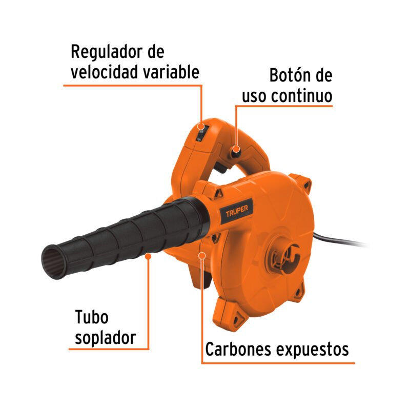 SOPLA-650FC1.jpg Código: 103019 Sopladora/Aspiradora eléctrica 650 W, Truper SOPLA-650