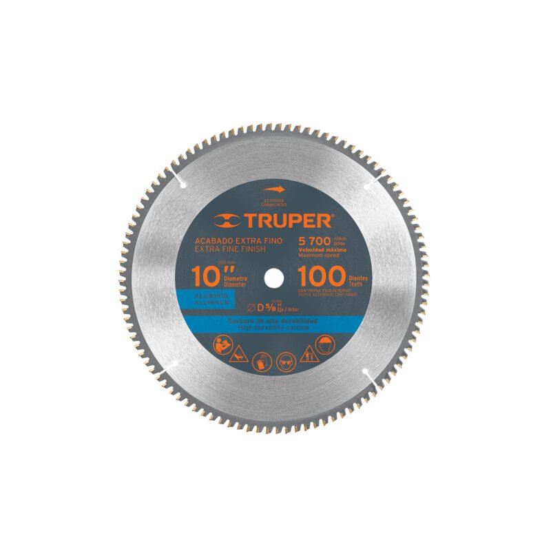 ST-10100A.jpg Código: 18313 Disco sierra 10' para aluminio, 100 dientes centro 5/8' ST-10100A