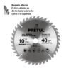 Código: 27057 Disco sierra 10' para madera, 40 dientes centro 1', Pretul ST-1040EP