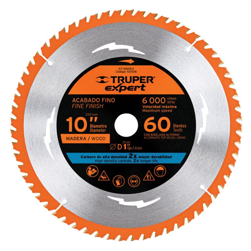 ST-1060EX.jpg Código: 100106 Disco sierra 10' para madera, 60 dientes centro 1', Expert ST-1060EX