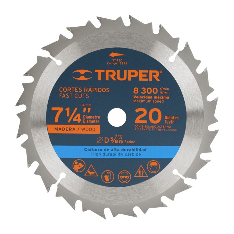 ST-720.jpg Código: 18299 Disco sierra 7- 1/4' para madera, 20 dientes centro 5/8' ST-720