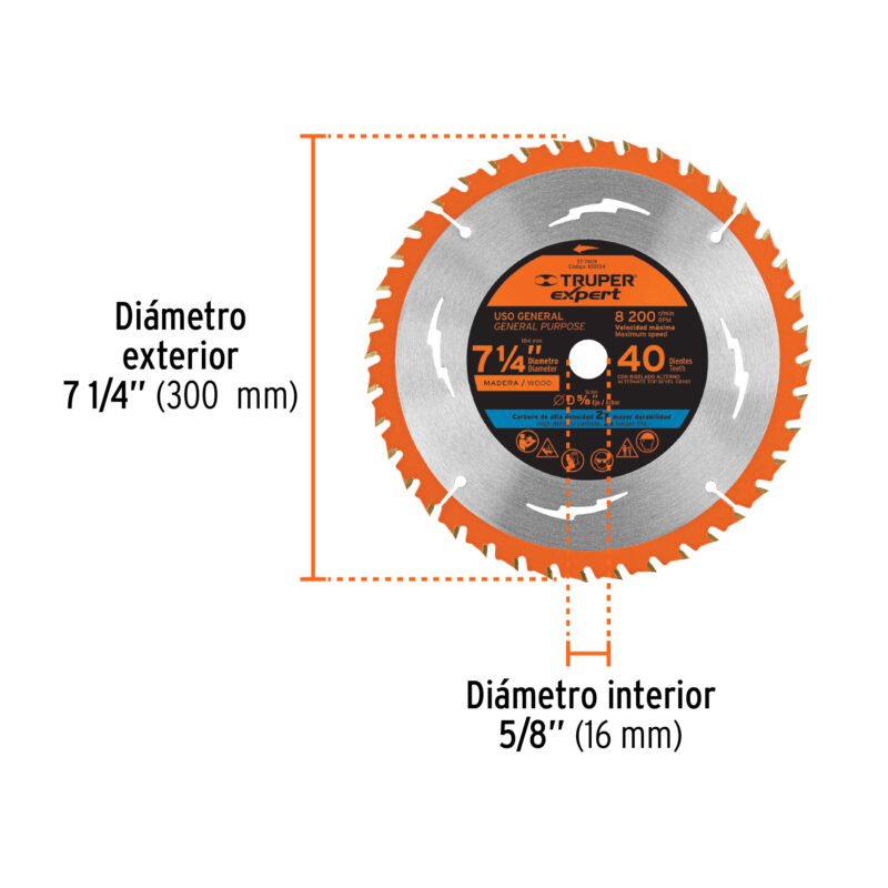 ST-724XFC2.jpg Código: 100103 Disco sierra 7-1/4' p/madera, 24 dientes centro 5/8', Expert ST-724X