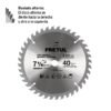 Código: 27056 Disco sierra 7-1/4' p/madera, 40 dientes centro 5/8', Pretul ST-740P