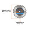 Código: 18302 Disco sierra 8-1/4' para madera, 24 dientes centro 5/8' ST-824
