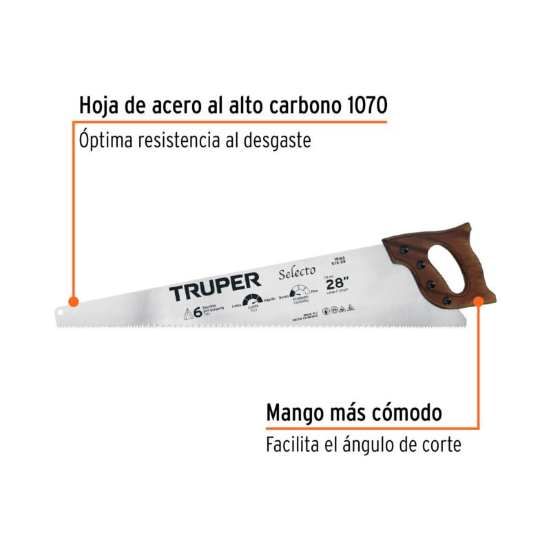 STX-28FC1.jpg Código: 18163 Serrucho 28', Selecto, 6 DPP, Truper STX-28