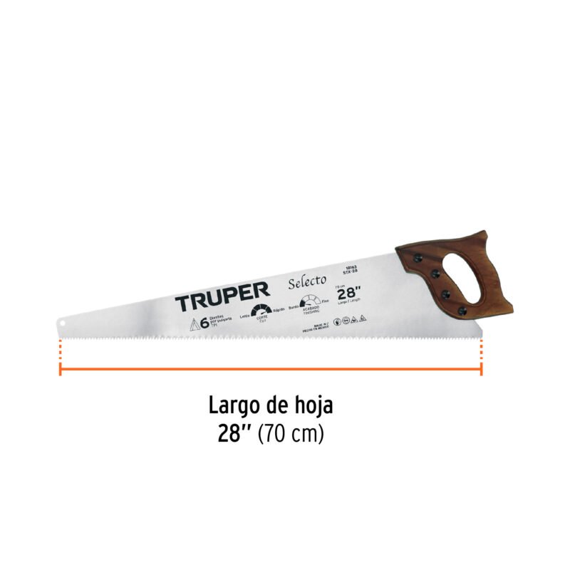 STX-28FC2.jpg Código: 18163 Serrucho 28', Selecto, 6 DPP, Truper STX-28