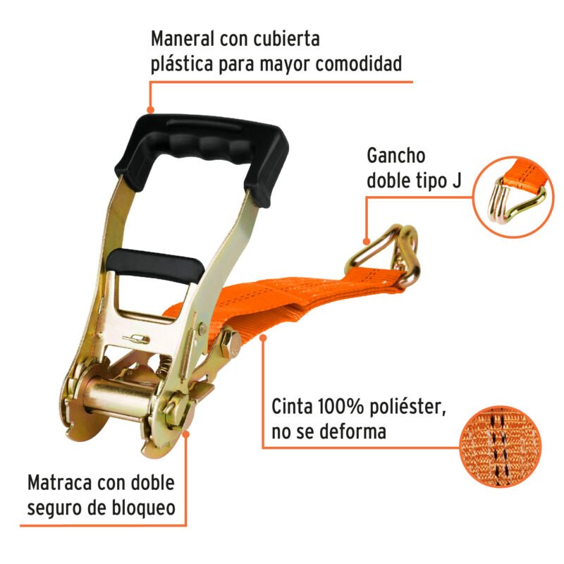Código: 19286 Sujetador con matraca carga máxima 3000 kg, Truper SU-3000C