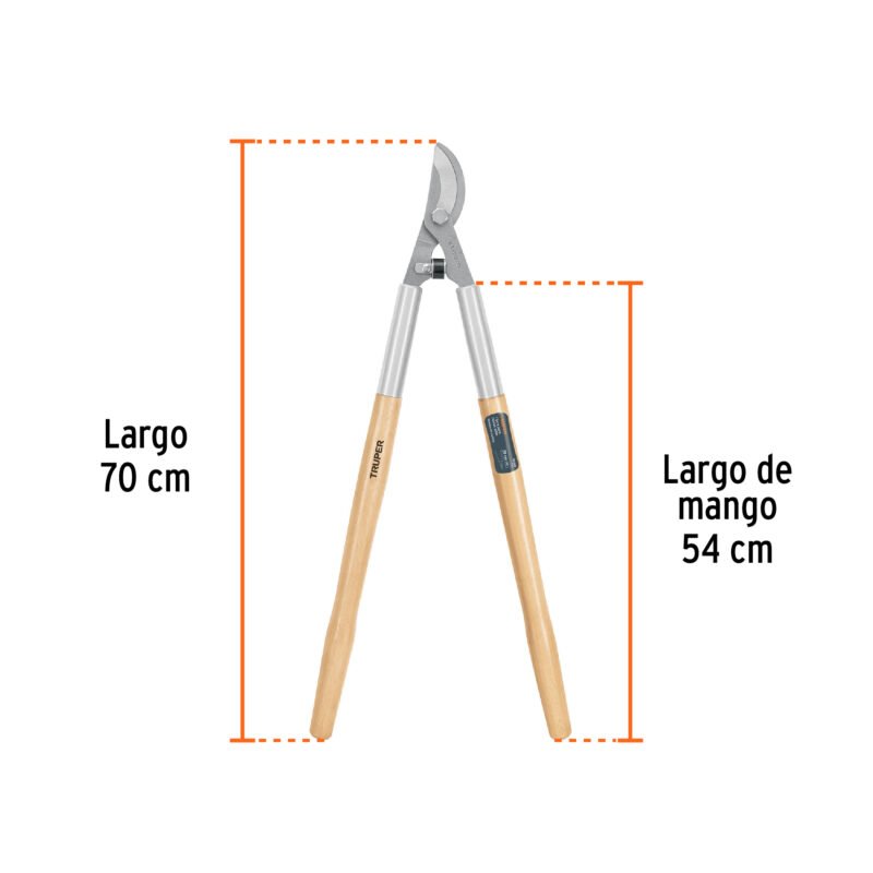T-122FC2.jpg Código: 18380 Tijera para ramas 70 cm, Classic, mgos de madera, TRUPER T-122