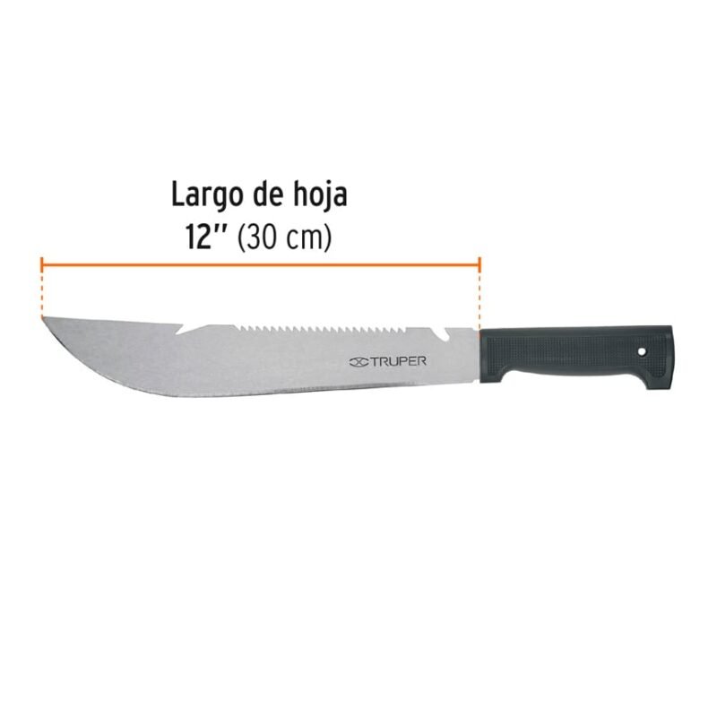 T-460-12BFC2.jpg Código: 100655 Machete rambo 12', cacha inyectada negra, TRUPER T-460-12B