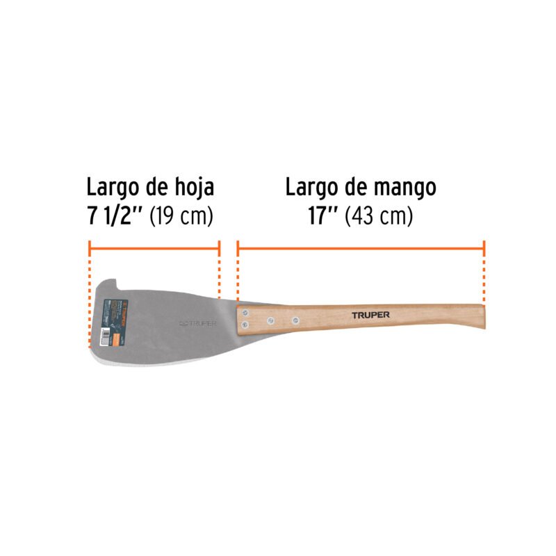 T-898-DFC2.jpg Código: 11638 Machete huixtla corte derecho, largo 25', Truper T-898-D
