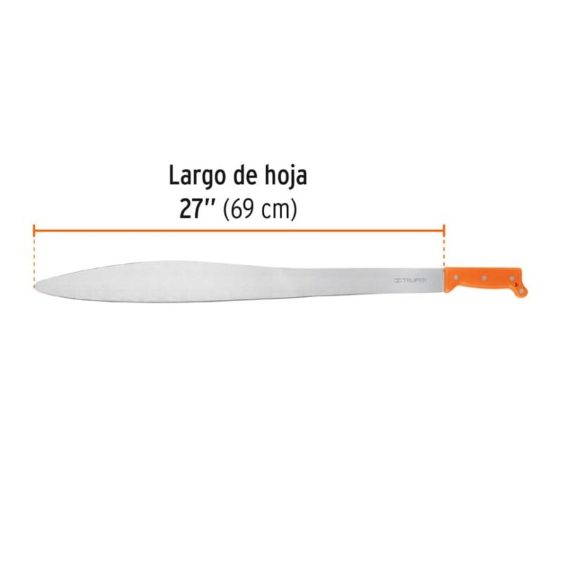 T-905-27PFC2.jpg Código: 15882 Machete acapulqueño de 27' cacha naranja, Truper T-905-27P