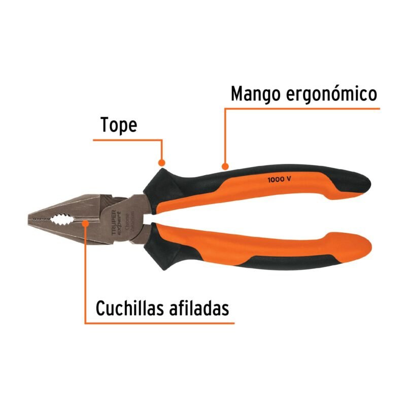 T201-8XFC1.jpg Código: 17330 Pinza para electricista 8' alta palanca,Comfort Grip,Expert T201-8X