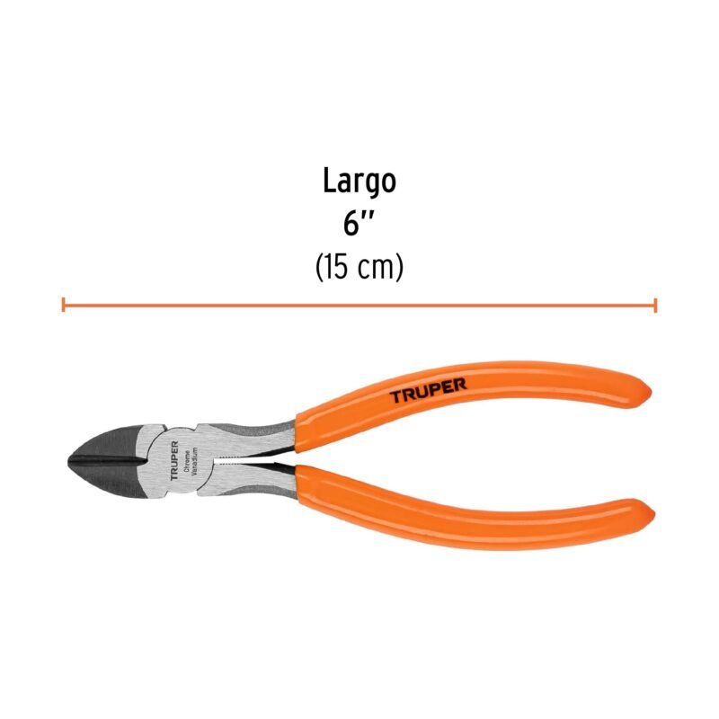 Código: 17312 Pinza de corte diagonal 6' mango de PVC, Truper T202-6