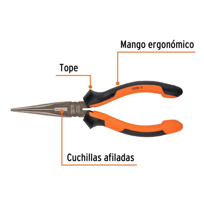T203-7XFC1.jpg Código: 12348 Pinza punta y corte 7' mango Comfort Grip, Truper Expert T203-7X
