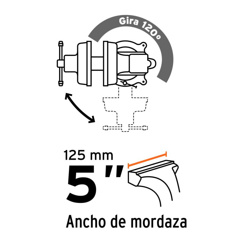 TA-5-LFC2.jpg Código: 100240 Tornillo de banco 5' tipo europeo de hierro nodular, Truper TA-5-L