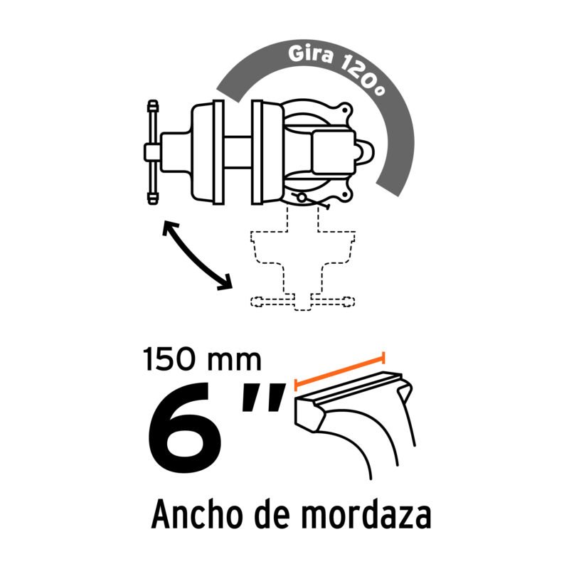 TA-6-LFC2.jpg Código: 100241 Tornillo de banco 6' tipo europeo de hierro nodular, Truper TA-6-L