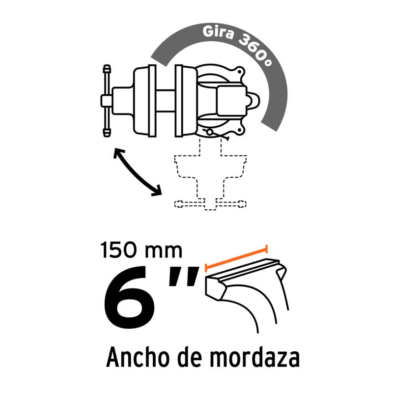 Código: 18594 Tornillo de banco 6' uso industrial de hierro nodular TA-6