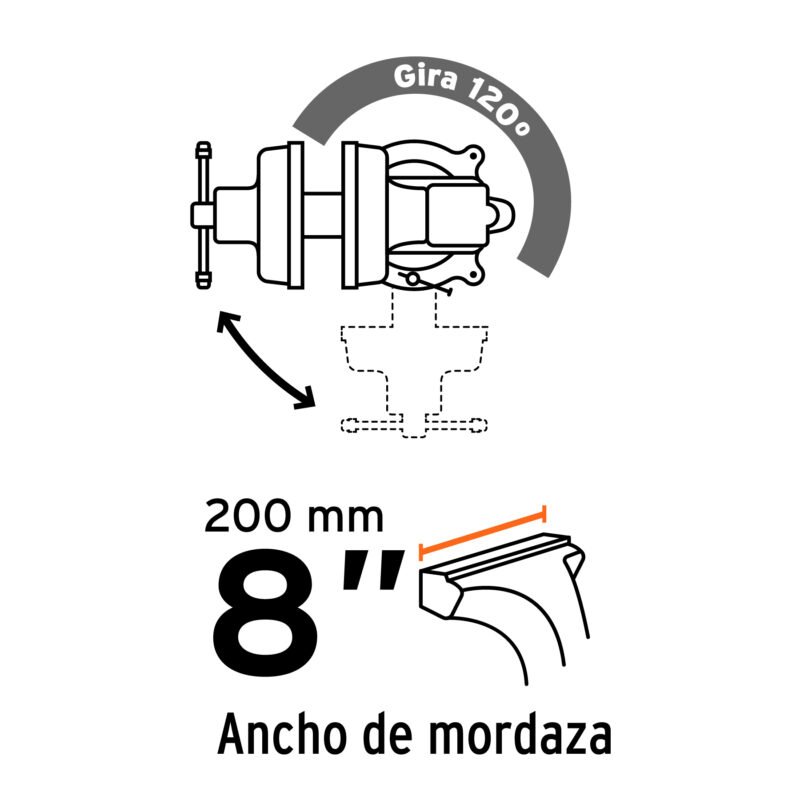TA-8-LFC2.jpg Código: 100242 Tornillo de banco 8' tipo europeo de hierro nodular, Truper TA-8-L