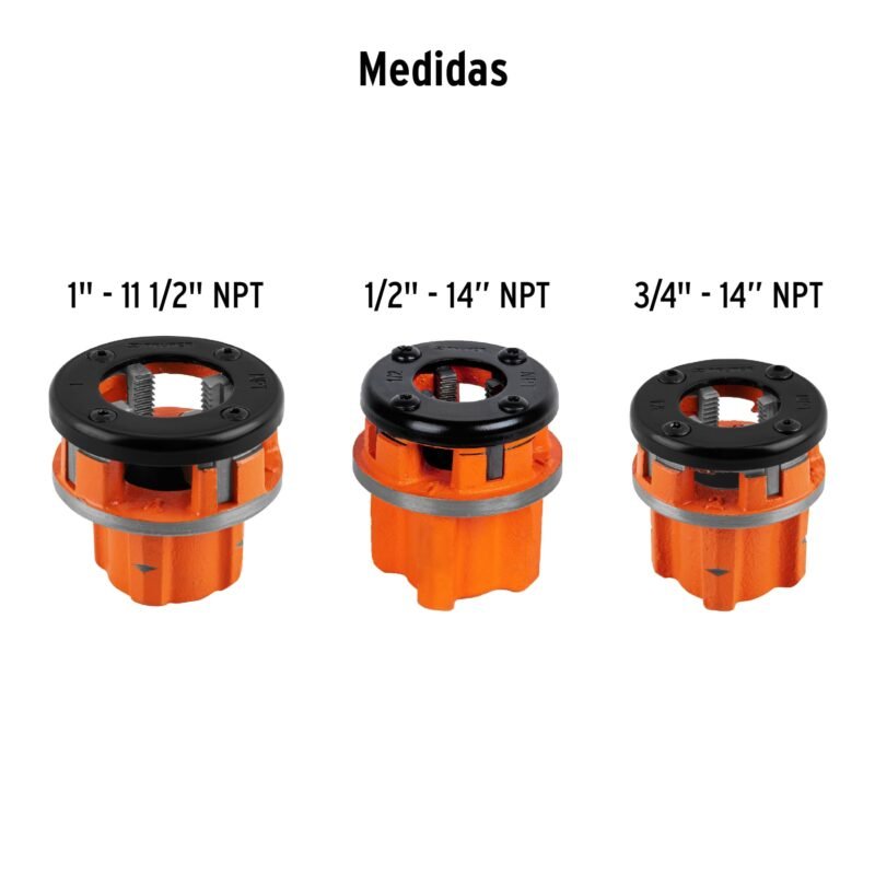 Código: 13070 Juego de 4 tarrajas para tubo de 1/2' a 1', Truper TA-850
