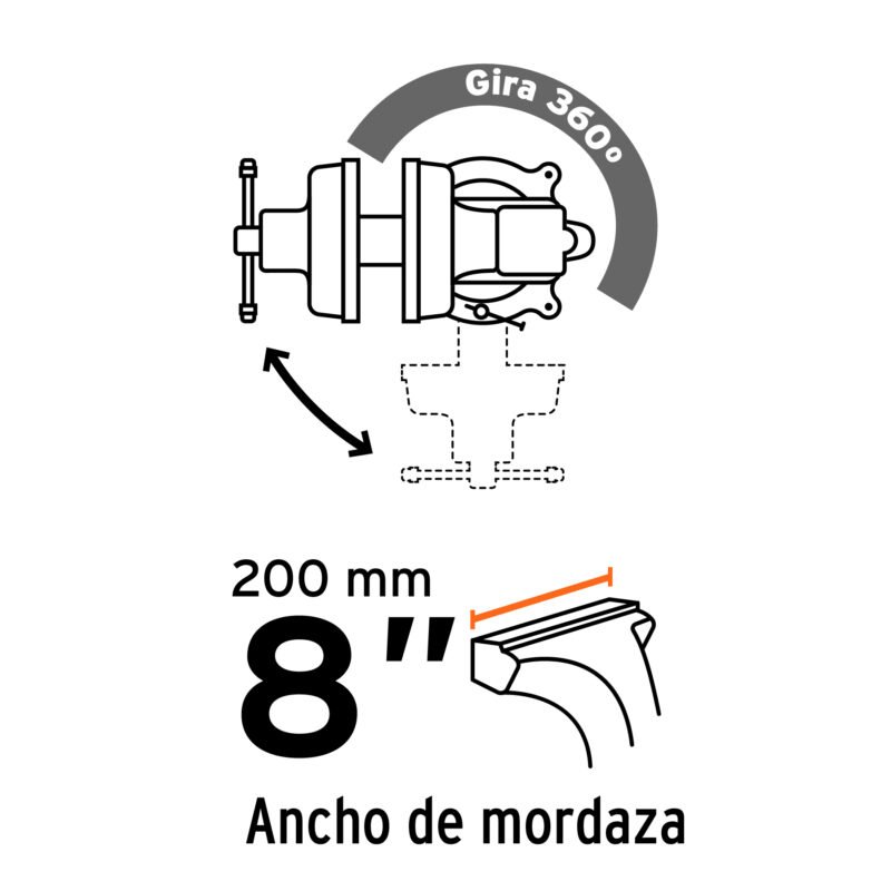 Código: 18595 Tornillo de banco 8' uso industrial de hierro nodular TA-8