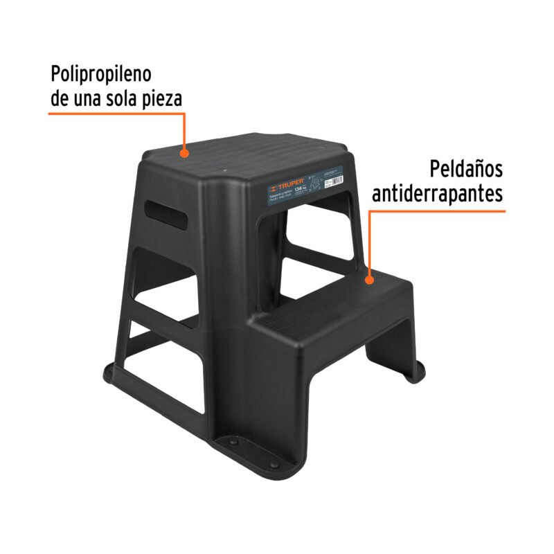 TABU-2FC1.jpg Código: 10499 Taburete de 2 peldaños, Truper TABU-2