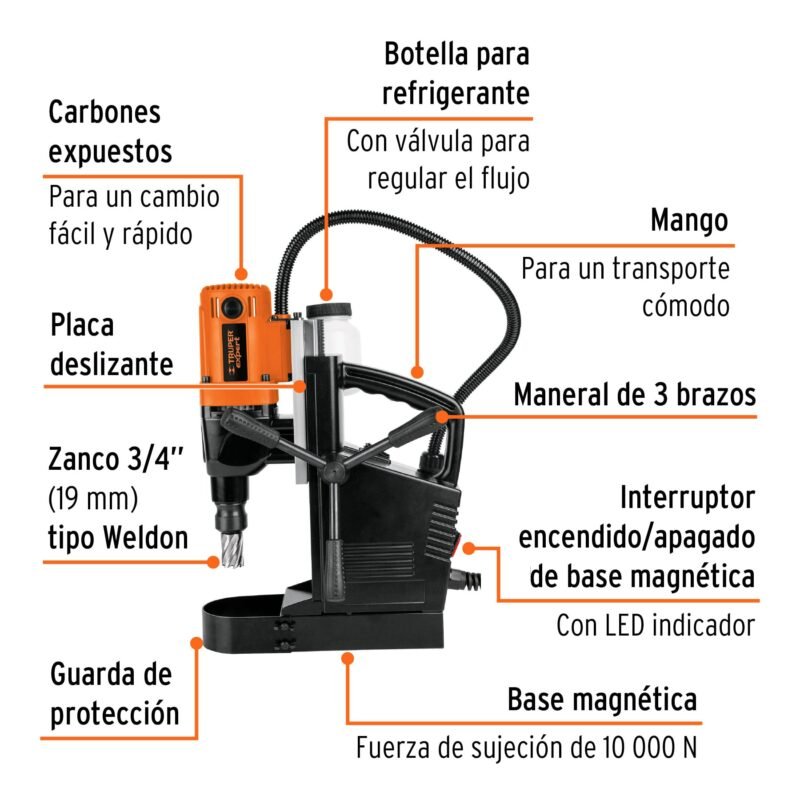 TAMA-2NFC1.jpg Código: 100989 Taladro magnético 1-3/8', 1200W, TRUPER EXPERT TAMA-2N