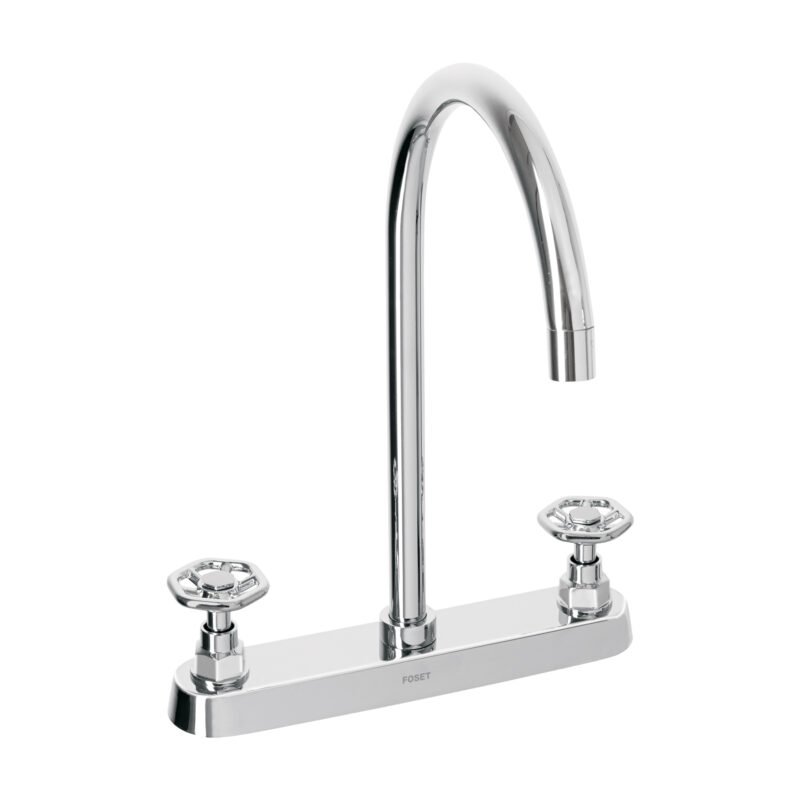 Código: 46774 Mezcladora para fregadero, manerales redondos,cromo, Tubig TBF-81