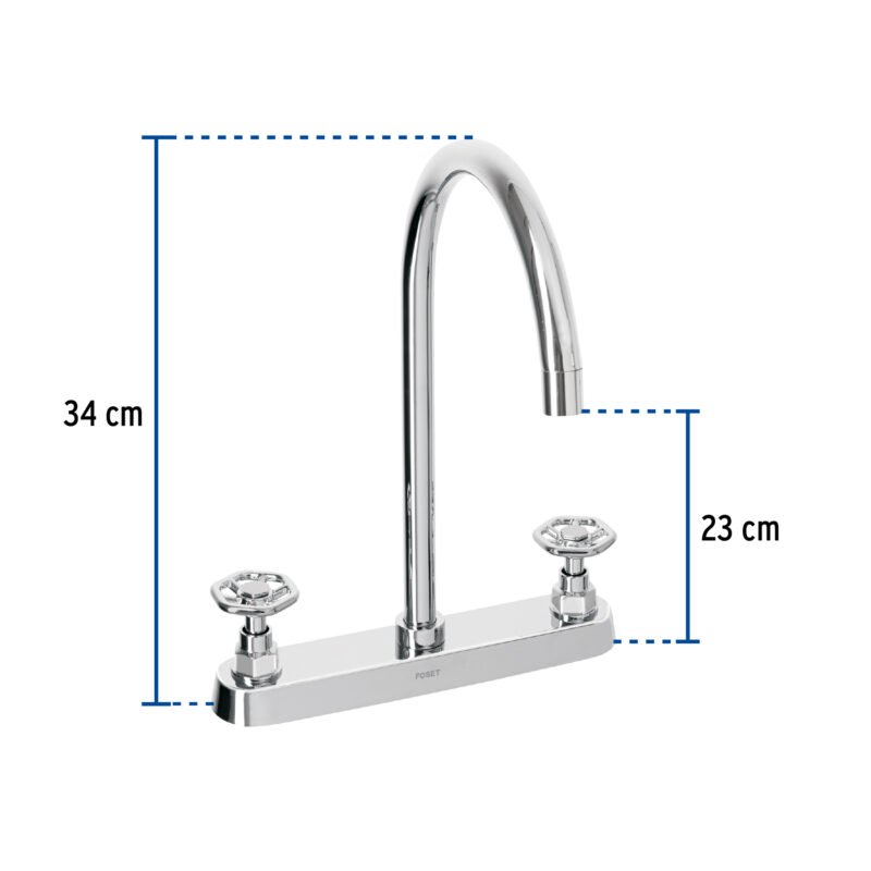 Código: 46774 Mezcladora para fregadero, manerales redondos,cromo, Tubig TBF-81