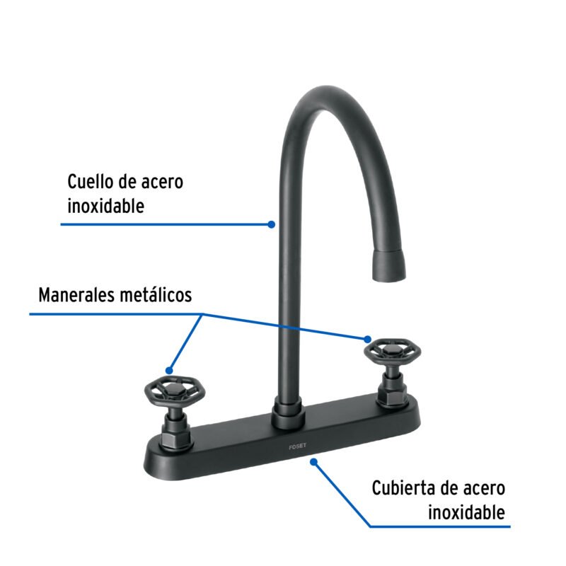 Código: 46776 Mezcladora p/fregadero,manerales redondos,negro mate,Tubig TBF-81M