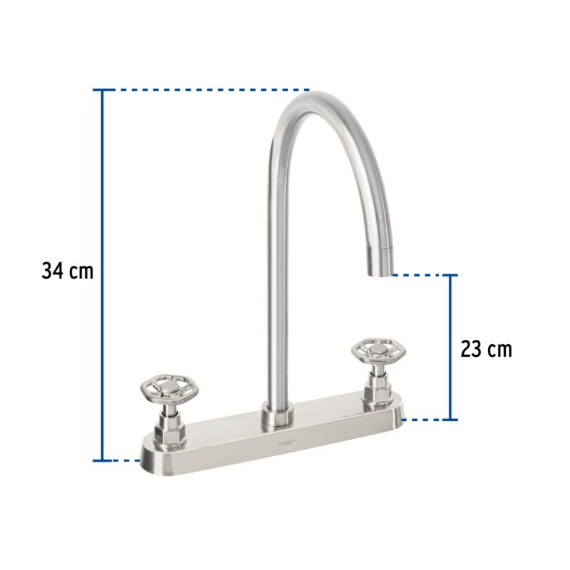 Código: 46775 Mezcladora para fregadero, manerales redondos,satín, Tubig TBF-81N