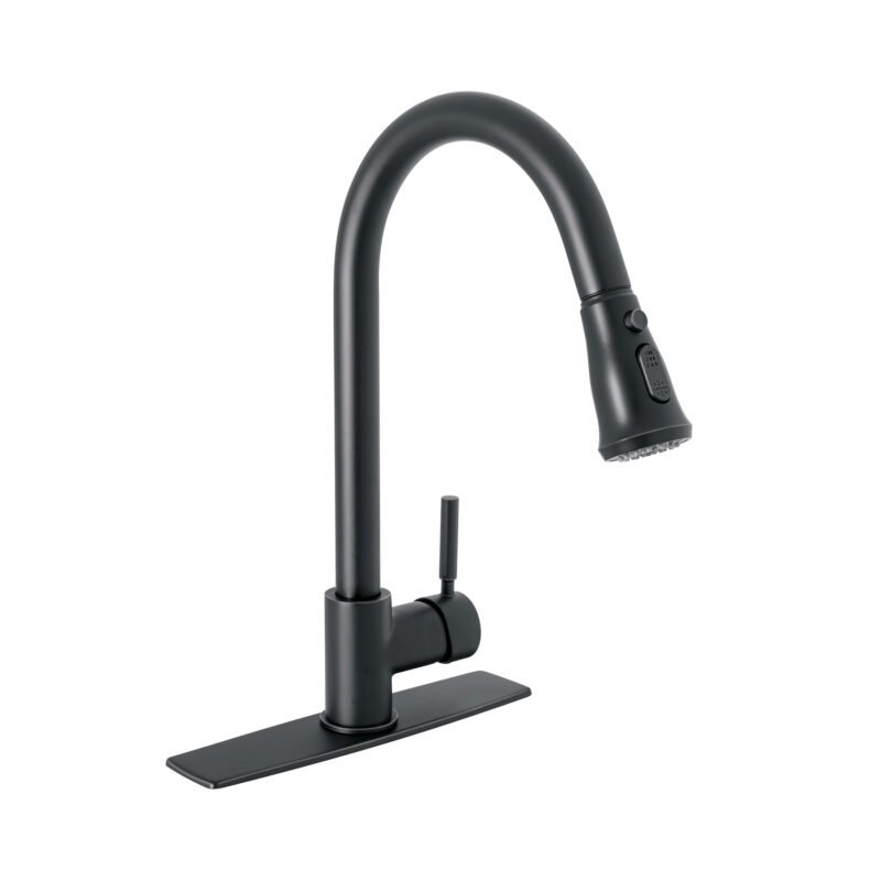 Código: 46770 Monomando para fregadero,cuello extraible,negro mate,Tubig TBF-84M
