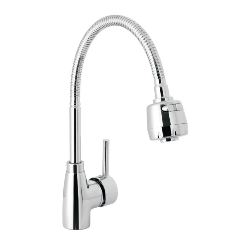 Código: 47386 Monomando para fregadero con cuello flexible, cromo, Tubig TBF-87