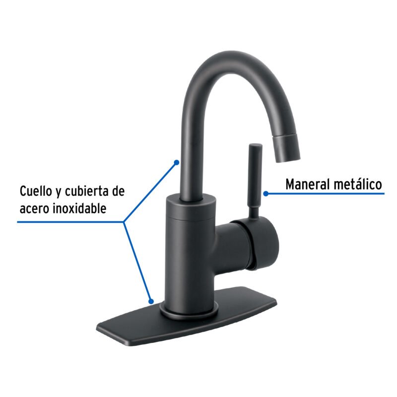 Código: 46764 Monomando corto para lavabo, negro mate, Foset Tubig TBM-45M