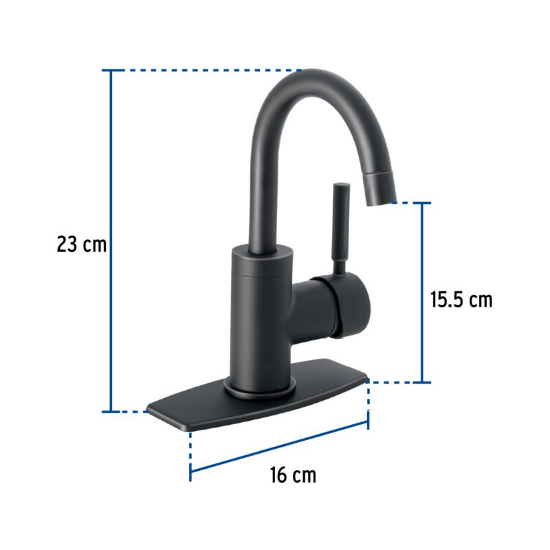 Código: 46764 Monomando corto para lavabo, negro mate, Foset Tubig TBM-45M
